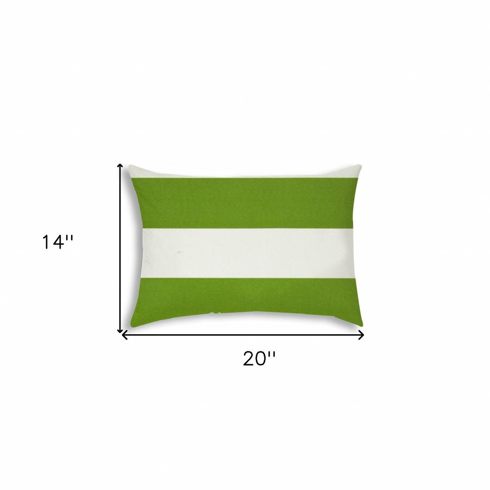 14" X 20" Green And Ivory Blown Seam Striped Lumbar Indoor Outdoor Pillow. Picture 7
