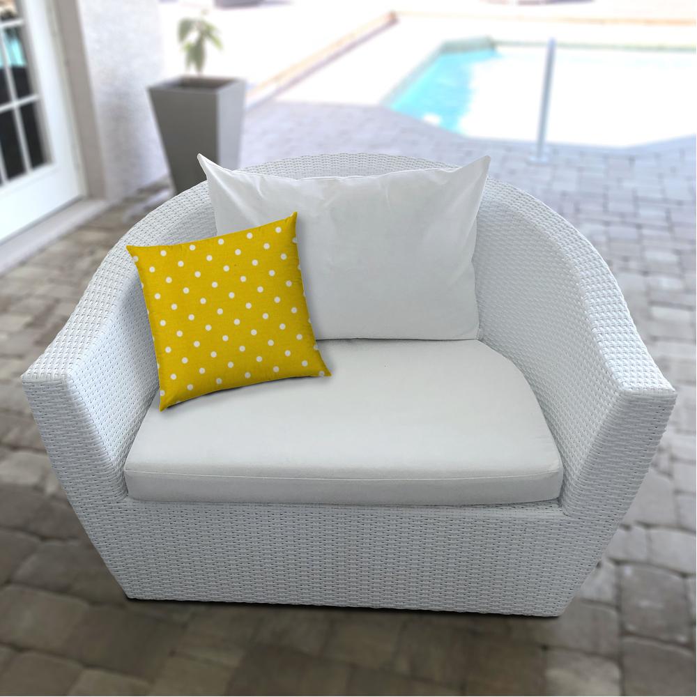 14" X 20" White And Yellow Blown Seam Polka Dots Lumbar Indoor Outdoor Pillow. Picture 5