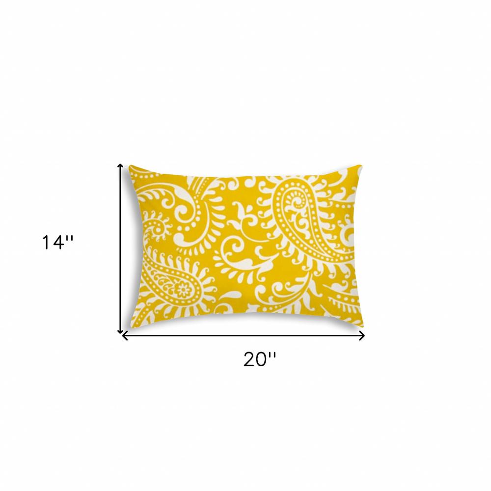 14" X 20" Cream And White Blown Seam Paisley Lumbar Indoor Outdoor Pillow. Picture 7