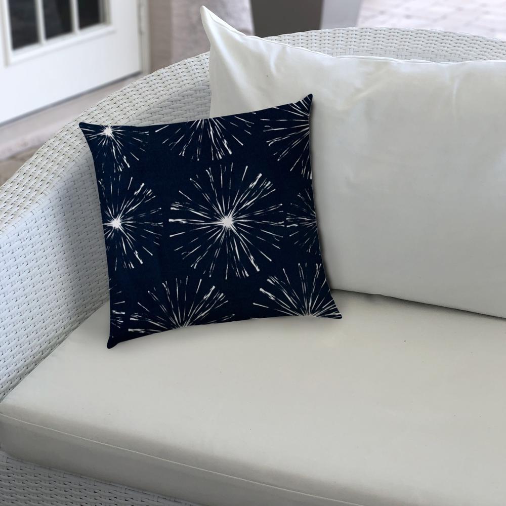 14" X 20" Navy Blue And White Blown Seam Floral Throw Indoor Outdoor Pillow. Picture 4