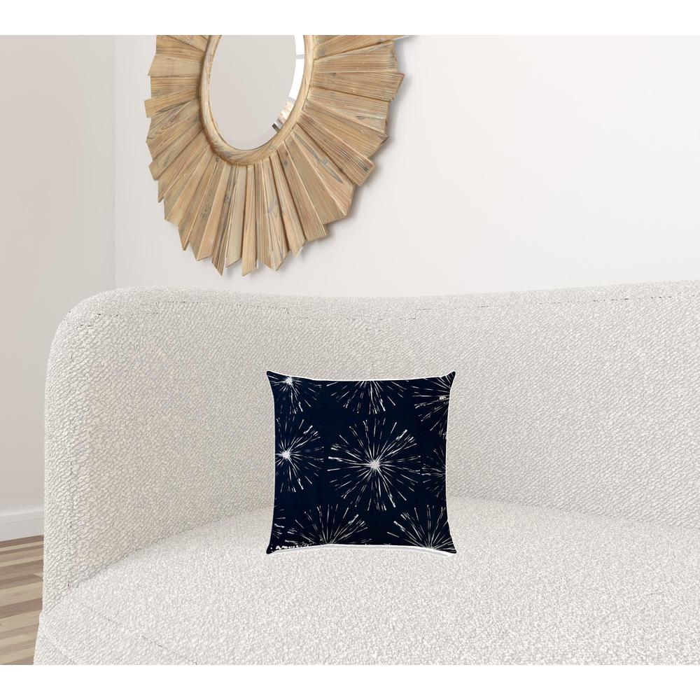 14" X 20" Navy Blue And White Blown Seam Floral Throw Indoor Outdoor Pillow. Picture 2