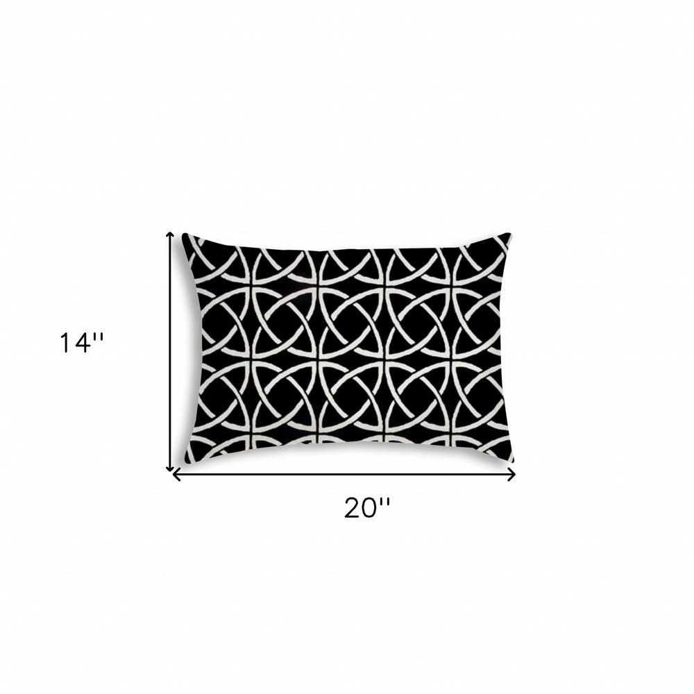 14" X 20" Black And White Blown Seam Interlocking Lumbar Indoor Outdoor Pillow. Picture 6