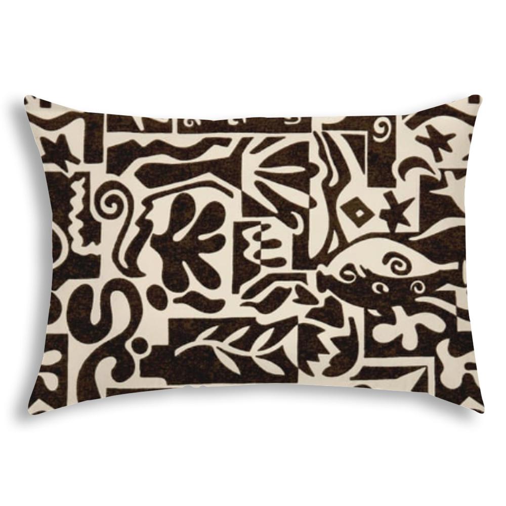 Black Modern Indoor Outdoor Sewn Lumbar Pillow. Picture 1