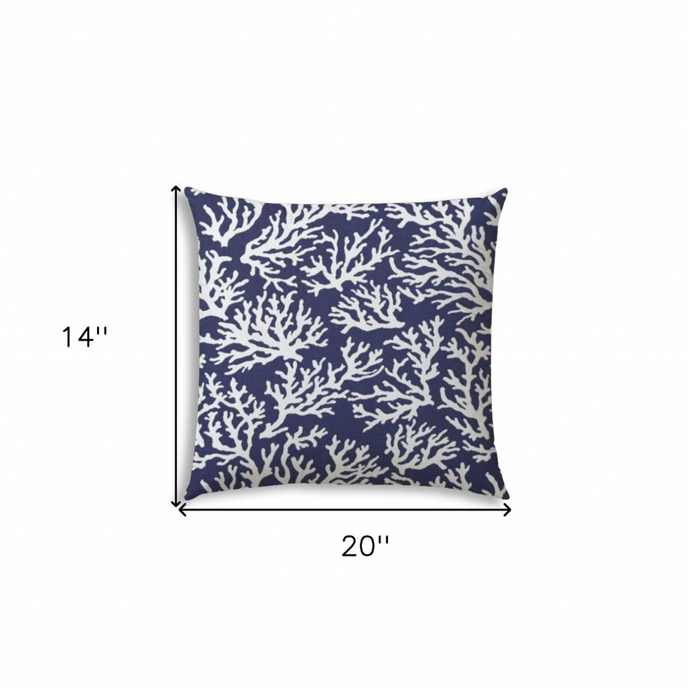 14" X 20" Deep White Corals Blown Seam Coastal Lumbar Indoor Outdoor Pillow. Picture 5