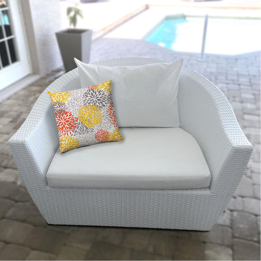 17" X 17" Gray And White Blown Seam Floral Lumbar Indoor Outdoor Pillow. Picture 4