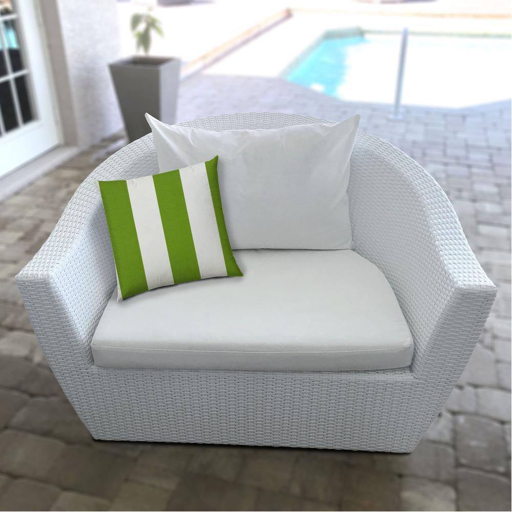 17" X 17" Green And Ivory Blown Seam Striped Lumbar Indoor Outdoor Pillow. Picture 5