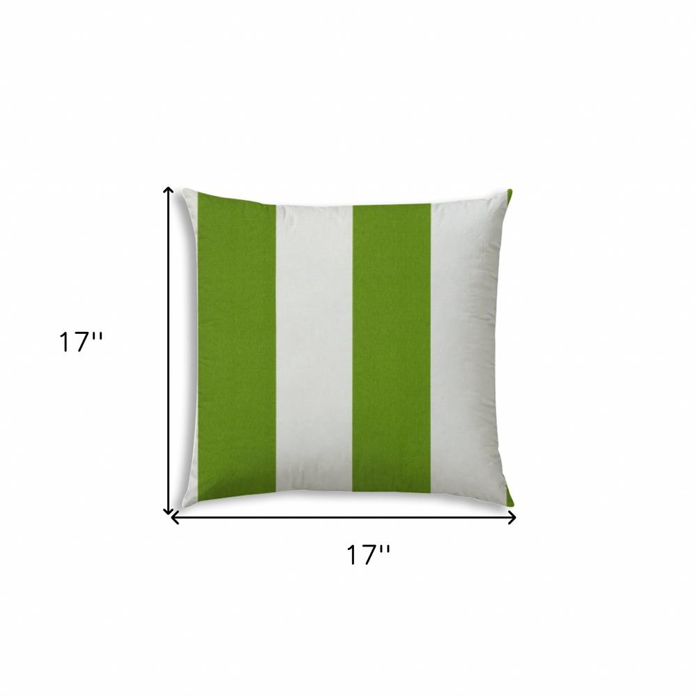 17" X 17" Green And Ivory Blown Seam Striped Lumbar Indoor Outdoor Pillow. Picture 7