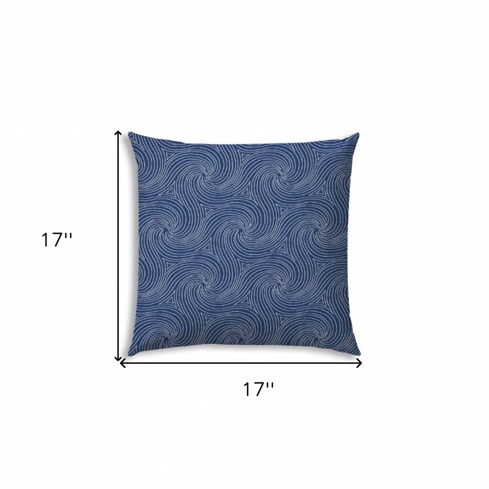 17" X 17" Blue And White Blown Seam Swirl Lumbar Indoor Outdoor Pillow. Picture 7