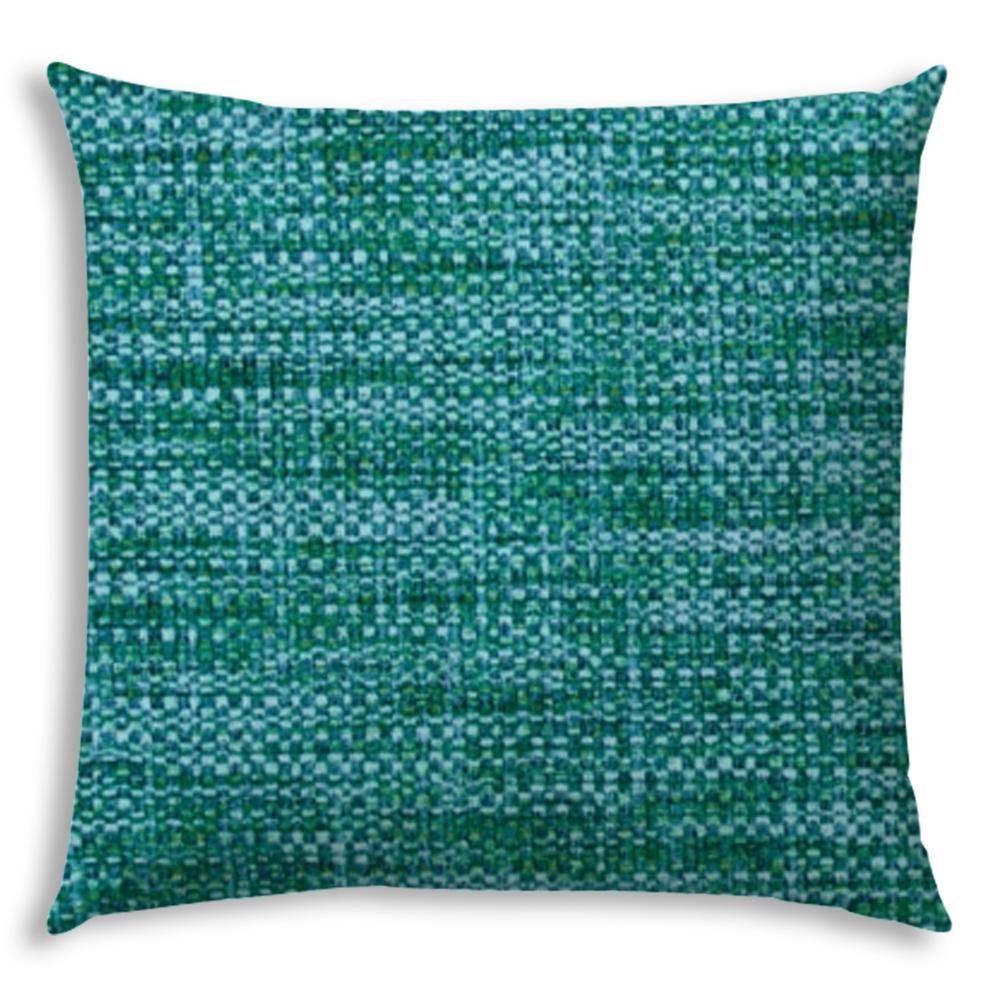 17" X 17" Aqua And Lime Blown Seam Solid Color Lumbar Indoor Outdoor Pillow. Picture 1
