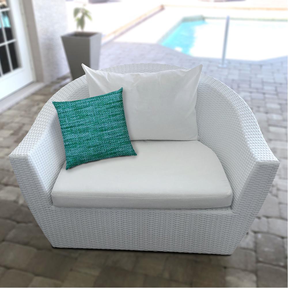17" X 17" Aqua And Lime Blown Seam Solid Color Lumbar Indoor Outdoor Pillow. Picture 5