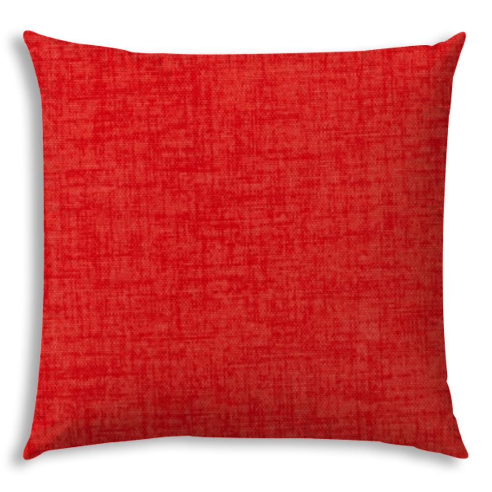 17" X 17" Coral And Red Blown Seam Solid Color Lumbar Indoor Outdoor Pillow. Picture 1