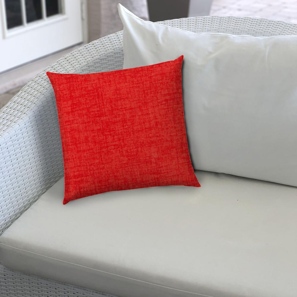 17" X 17" Coral And Red Blown Seam Solid Color Lumbar Indoor Outdoor Pillow. Picture 4