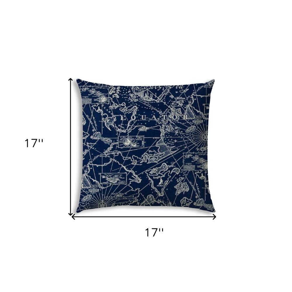 17" X 17" Navy Blue Blown Seam Indoor Outdoor Lumbar Pillow. Picture 6