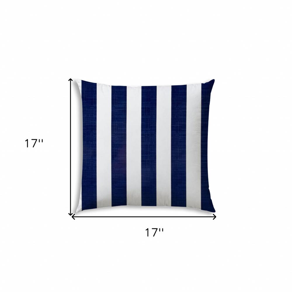 17" X 17" Navy Blue And White Blown Seam Striped Lumbar Indoor Outdoor Pillow. Picture 7