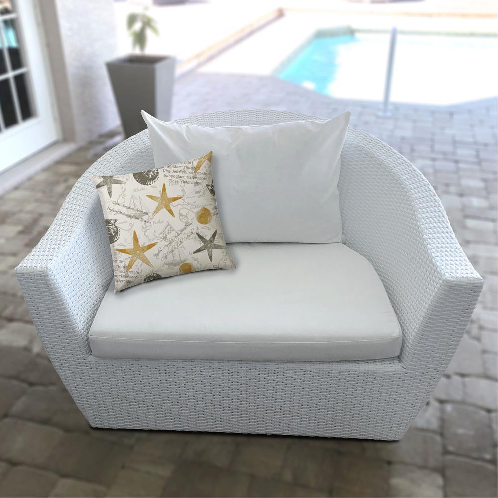 17" X 17" Gold And Cream Boat Blown Seam Coastal Lumbar Indoor Outdoor Pillow. Picture 6