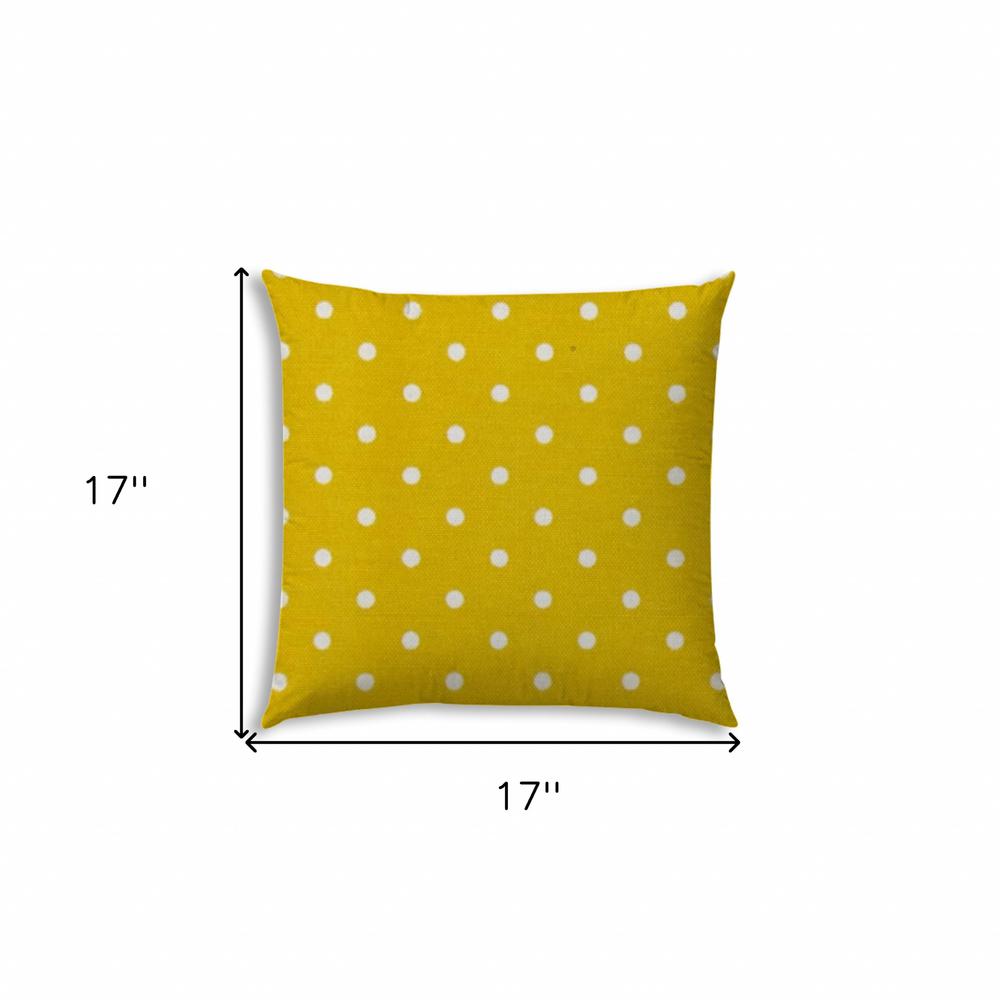 17" X 17" White And Yellow Blown Seam Polka Dots Lumbar Indoor Outdoor Pillow. Picture 7