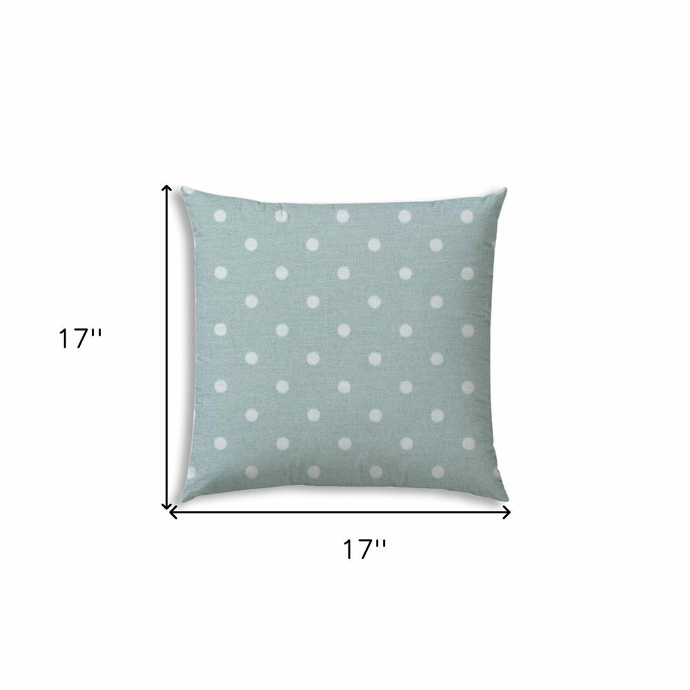 17" X 17" Seafoam And White Blown Seam Polka Dots Lumbar Indoor Outdoor Pillow. Picture 7