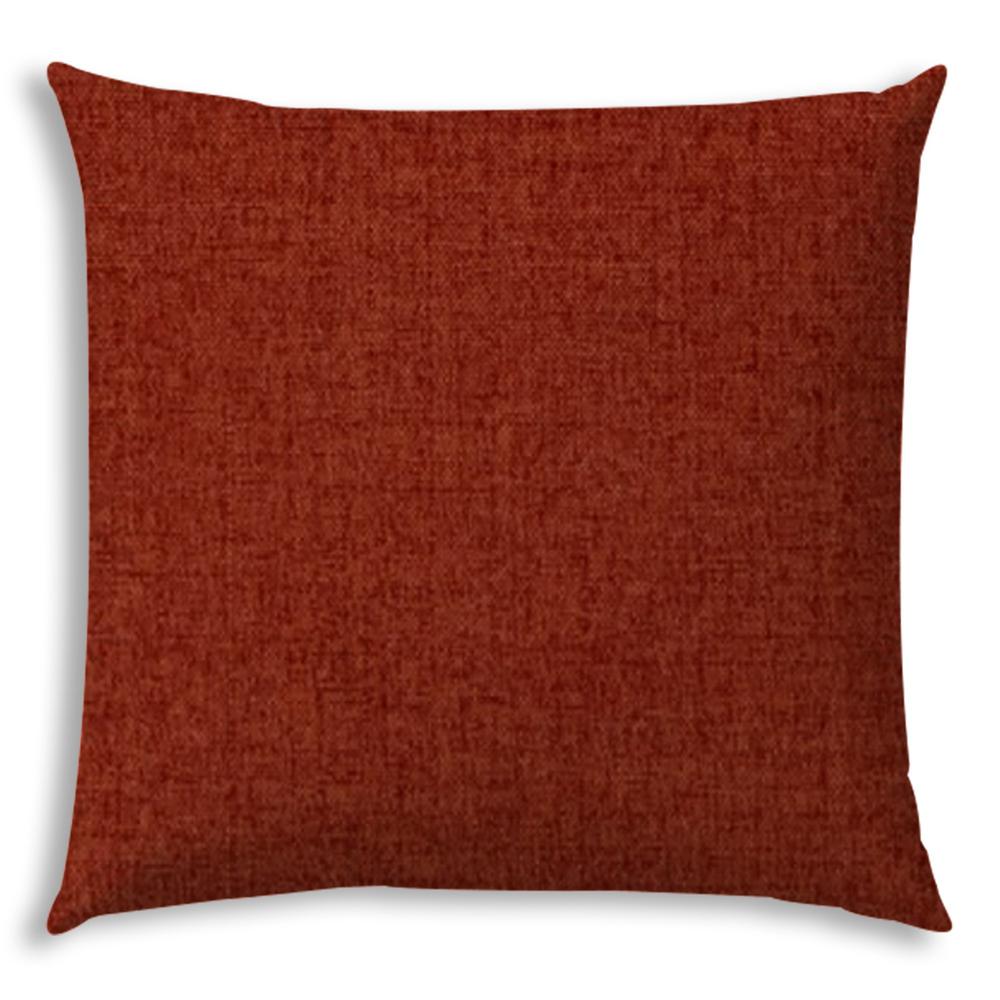 17" X 17" Brick And Red Blown Seam Solid Color Lumbar Indoor Outdoor Pillow. Picture 1