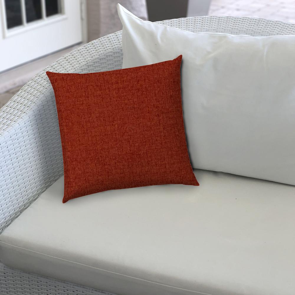 17" X 17" Brick And Red Blown Seam Solid Color Lumbar Indoor Outdoor Pillow. Picture 3