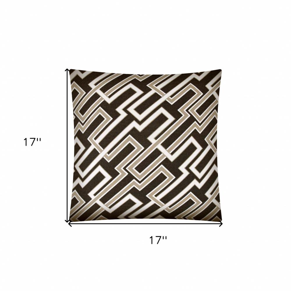 17" X 17" Taupe And Chocolate Blown Seam Trellis Lumbar Indoor Outdoor Pillow. Picture 4