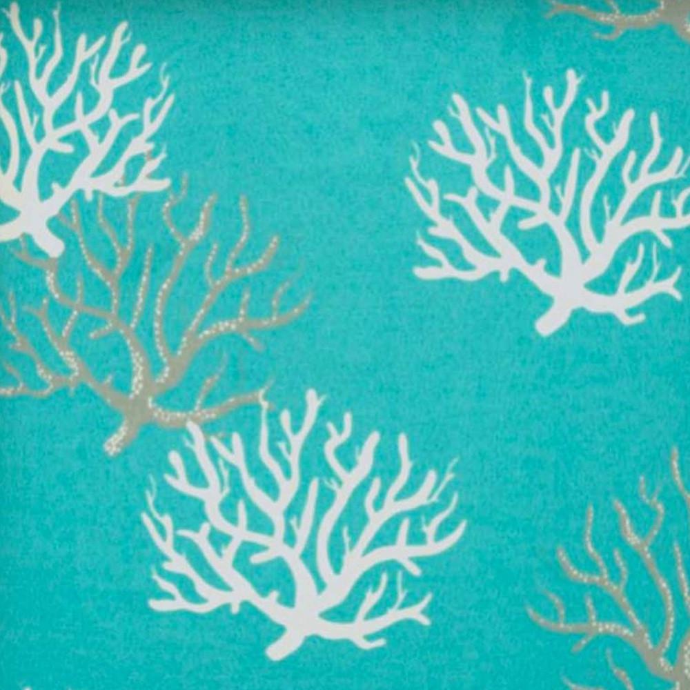 17" X 17" Aqua And White Corals Zippered Coastal Throw Indoor Outdoor Pillow. Picture 3