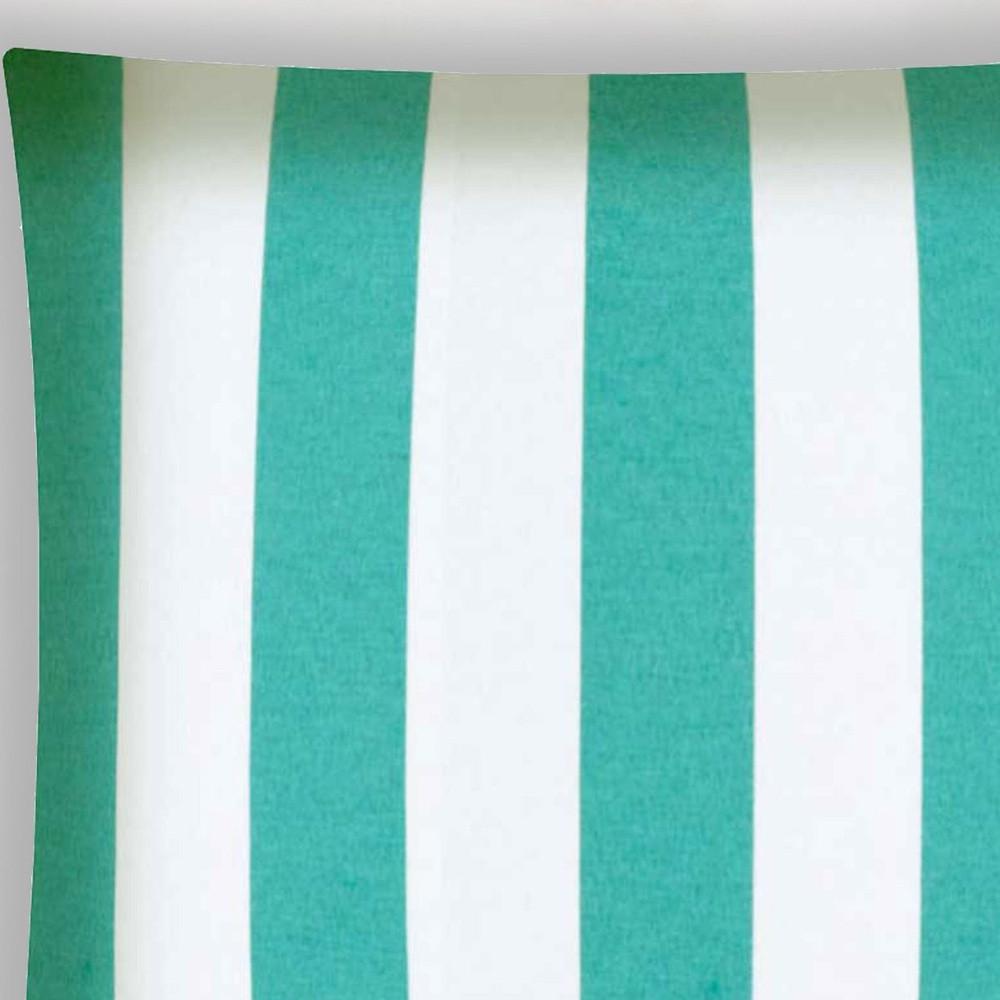 17" X 17" Turquoise And White Zippered Striped Throw Indoor Outdoor Pillow. Picture 3