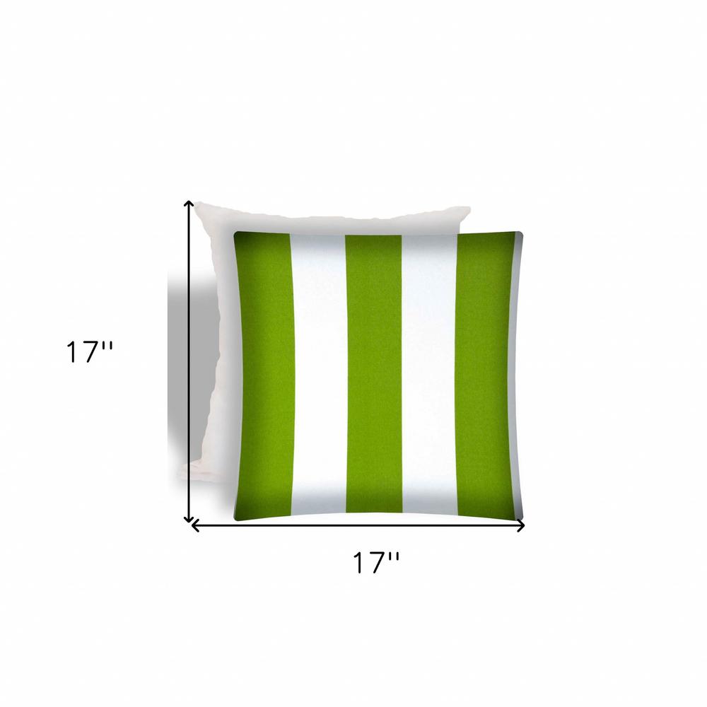 17" X 17" Green And Ivory Zippered Striped Throw Indoor Outdoor Pillow. Picture 4