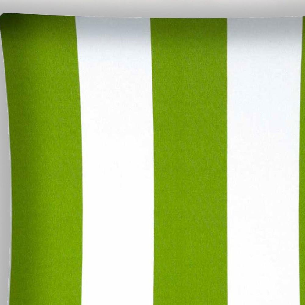 17" X 17" Green And Ivory Zippered Striped Throw Indoor Outdoor Pillow. Picture 3