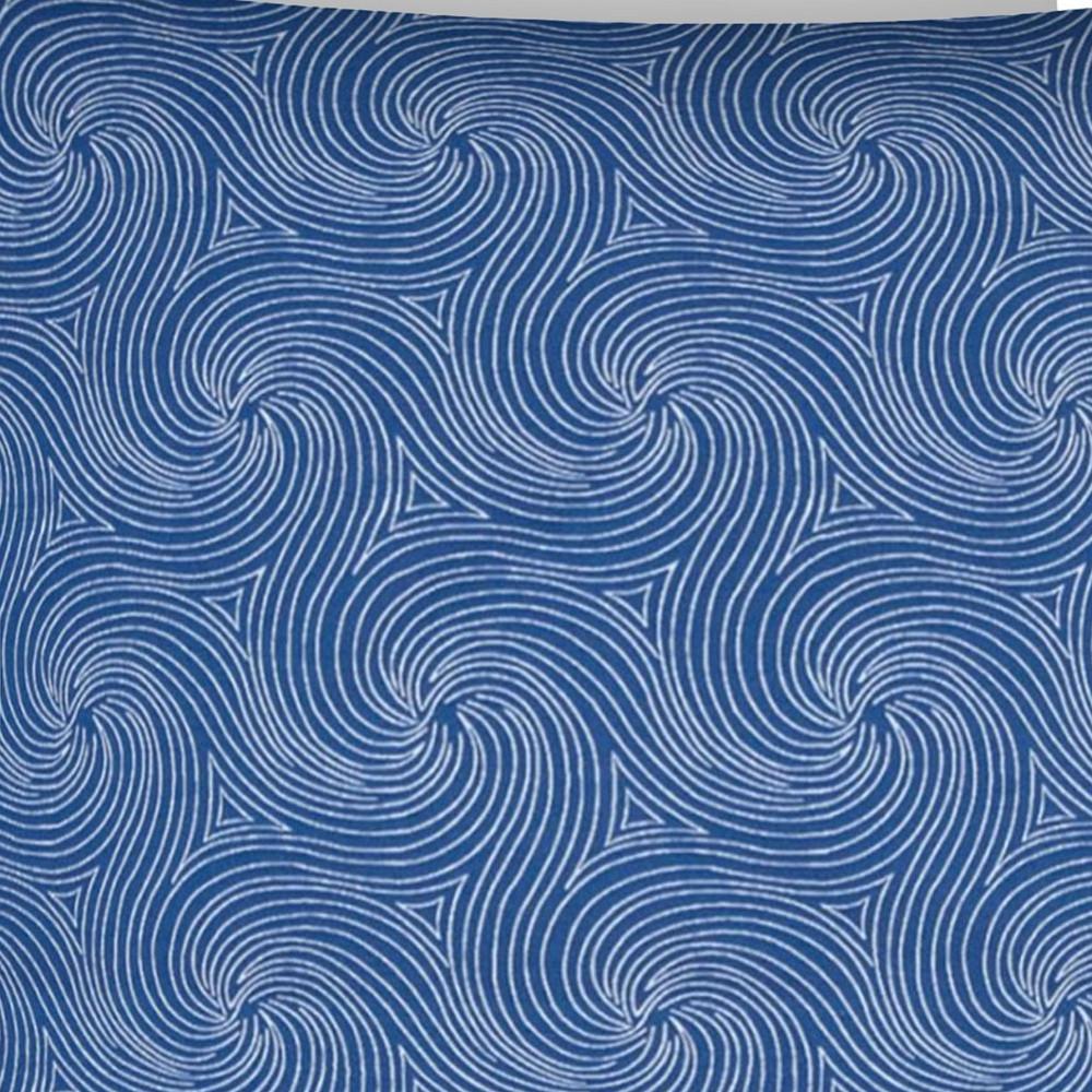 17" X 17" Blue And White Zippered Swirl Throw Indoor Outdoor Pillow. Picture 4