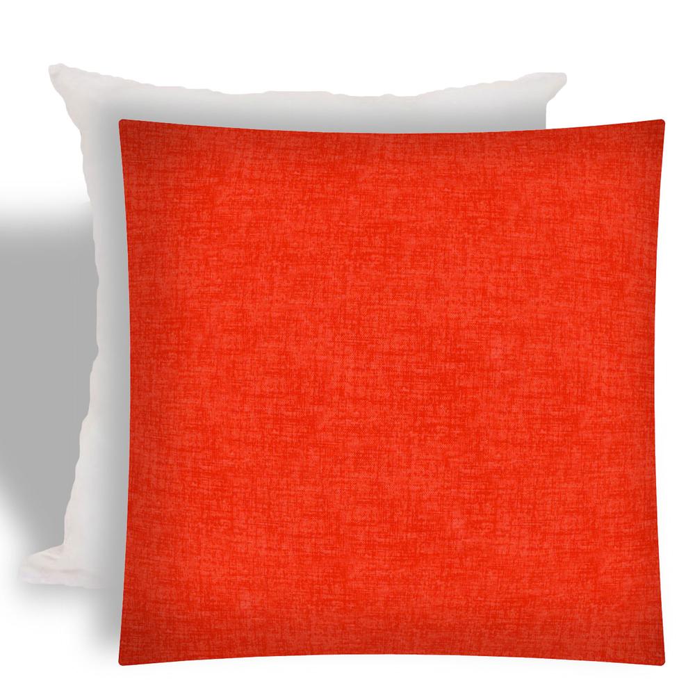 17" X 17" Coral And Red Zippered Solid Color Throw Indoor Outdoor Pillow. Picture 1