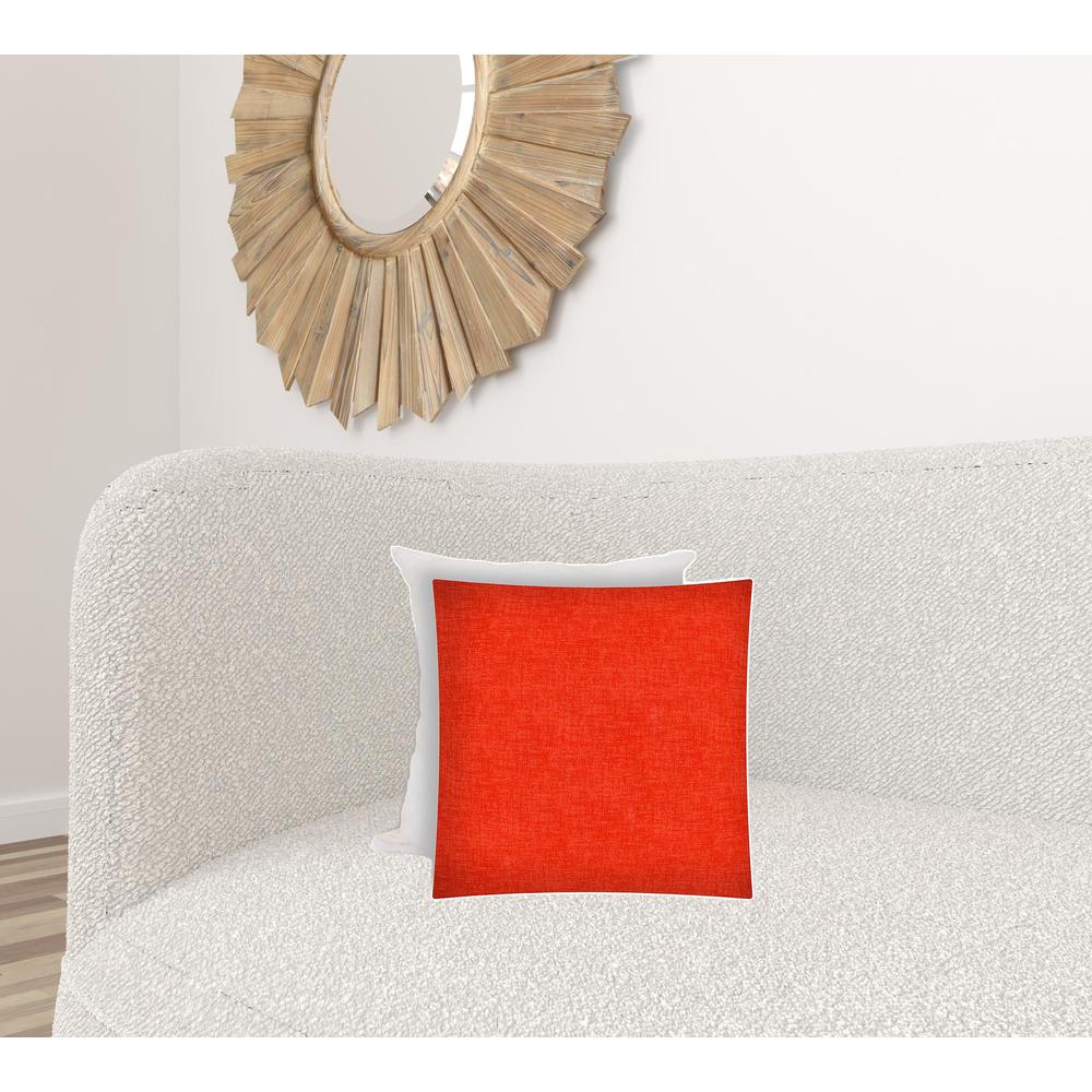 17" X 17" Coral And Red Zippered Solid Color Throw Indoor Outdoor Pillow. Picture 2