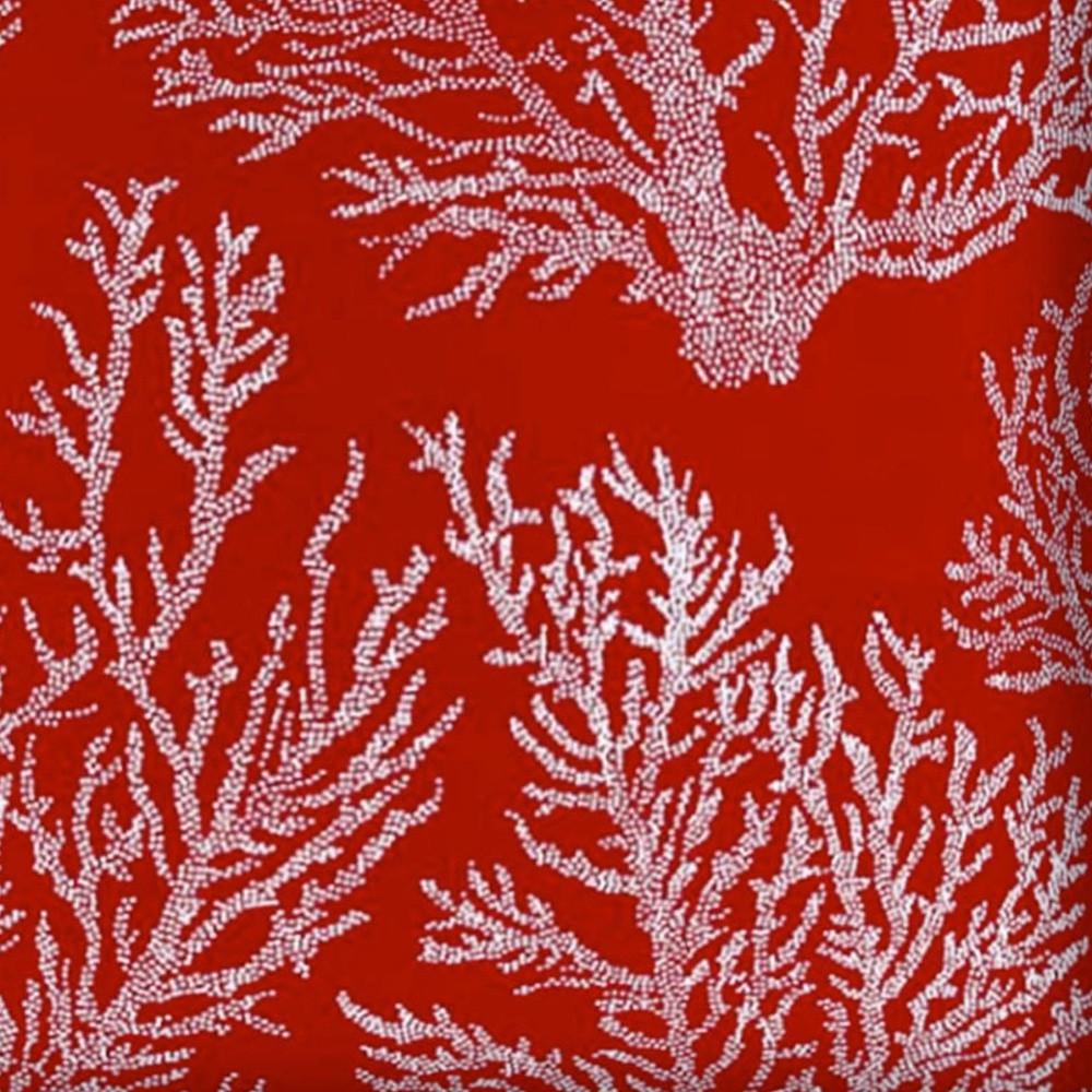 17" X 17" Red And White Corals Zippered Coastal Throw Indoor Outdoor Pillow. Picture 3
