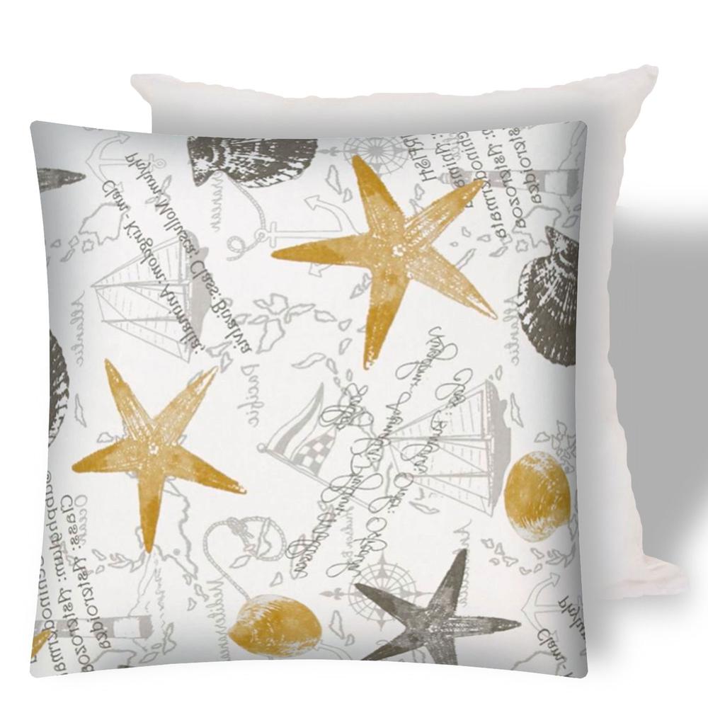 17" X 17" Gold And Cream Boat Zippered Coastal Throw Indoor Outdoor Pillow. Picture 3