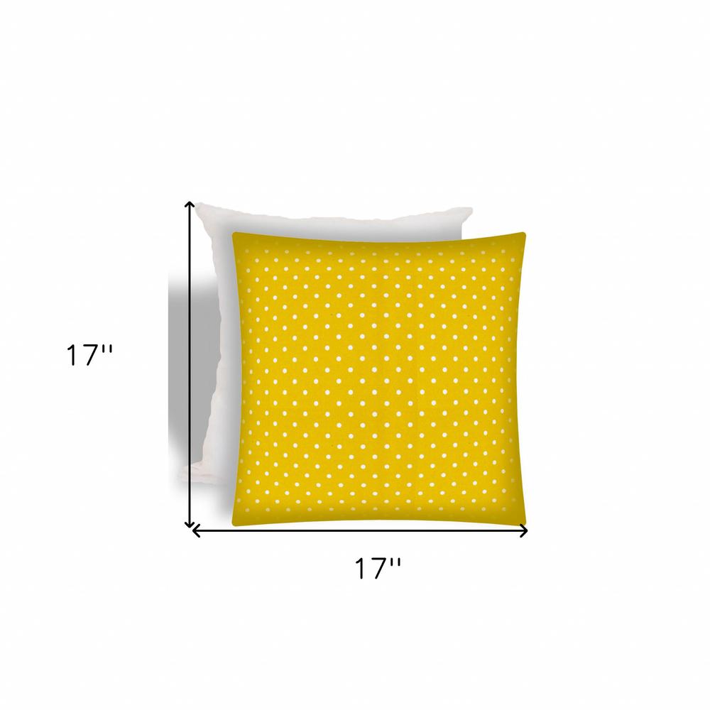 17" X 17" White And Yellow Zippered Polka Dots Throw Indoor Outdoor Pillow. Picture 3