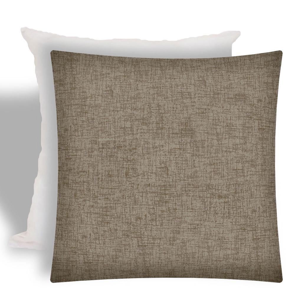 17" X 17" Taupe And Taupe Zippered Solid Color Throw Indoor Outdoor Pillow. Picture 1