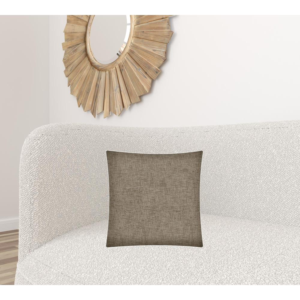 17" X 17" Taupe And Taupe Zippered Solid Color Throw Indoor Outdoor Pillow. Picture 2