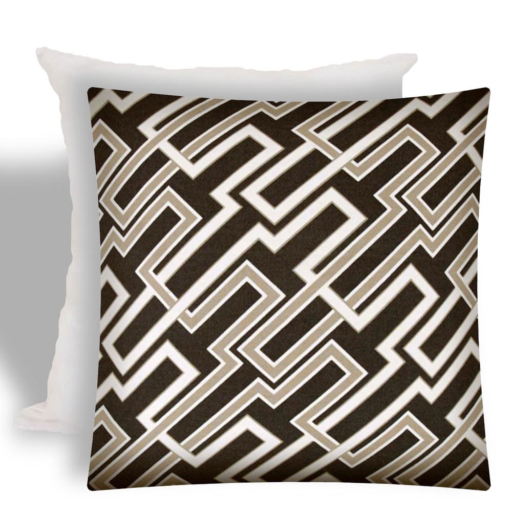 17" X 17" Taupe And Chocolate Zippered Trellis Throw Indoor Outdoor Pillow. Picture 1