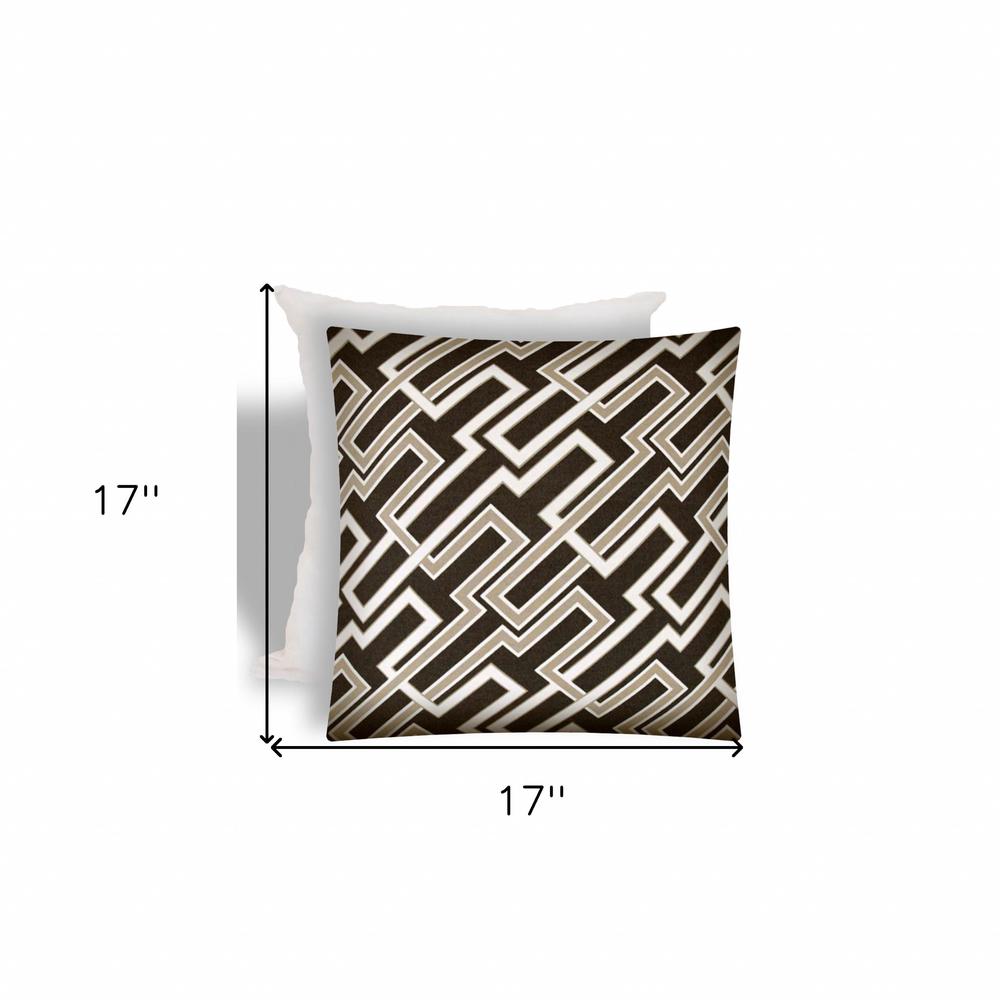 17" X 17" Taupe And Chocolate Zippered Trellis Throw Indoor Outdoor Pillow. Picture 4