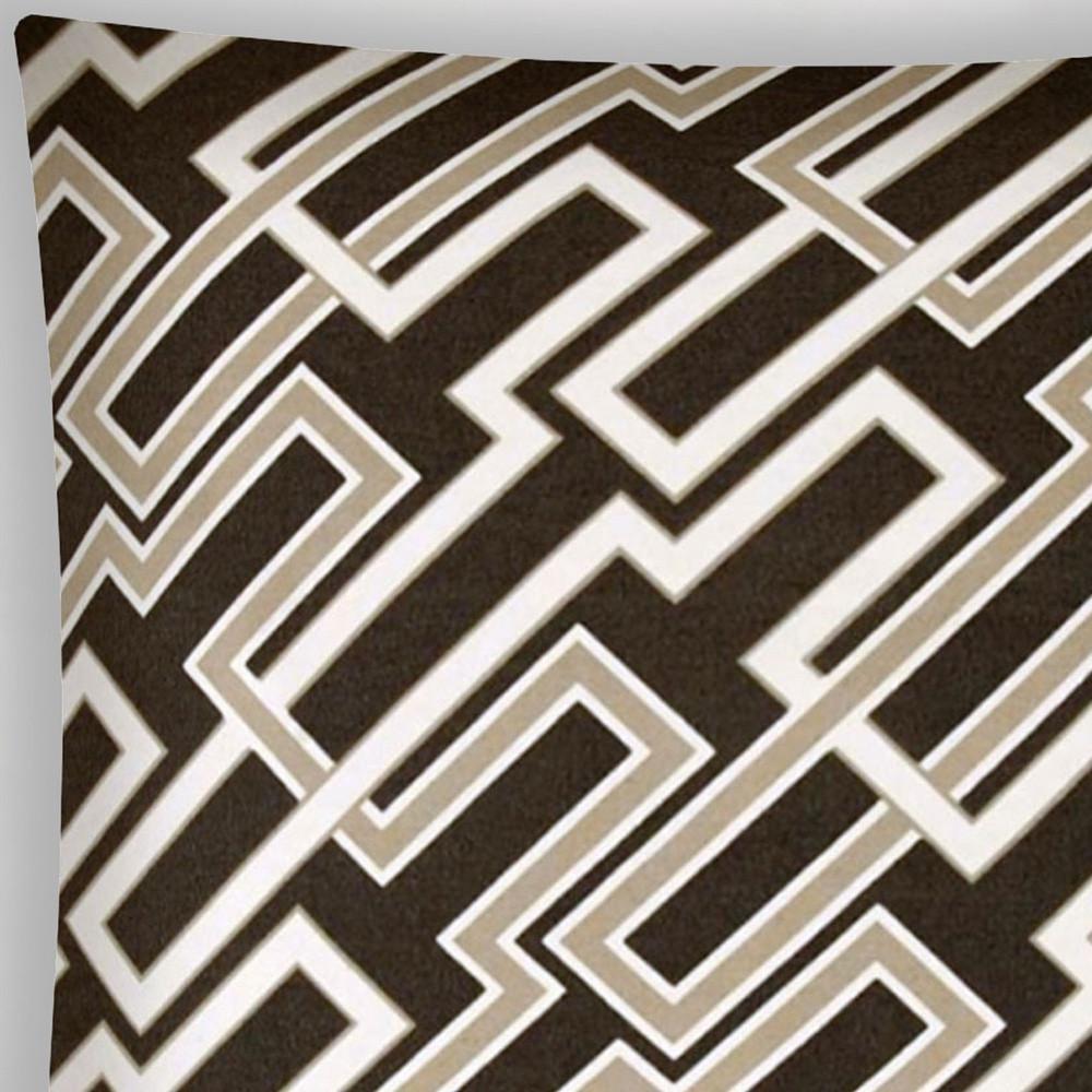 17" X 17" Taupe And Chocolate Zippered Trellis Throw Indoor Outdoor Pillow. Picture 3