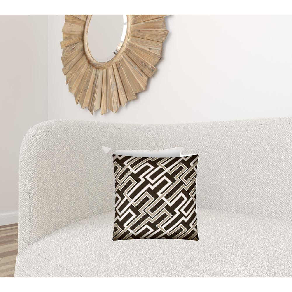 17" X 17" Taupe And Chocolate Zippered Trellis Throw Indoor Outdoor Pillow. Picture 2