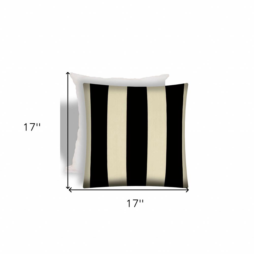 17" X 17" Black And Ivory Zippered Striped Throw Indoor Outdoor Pillow. Picture 4