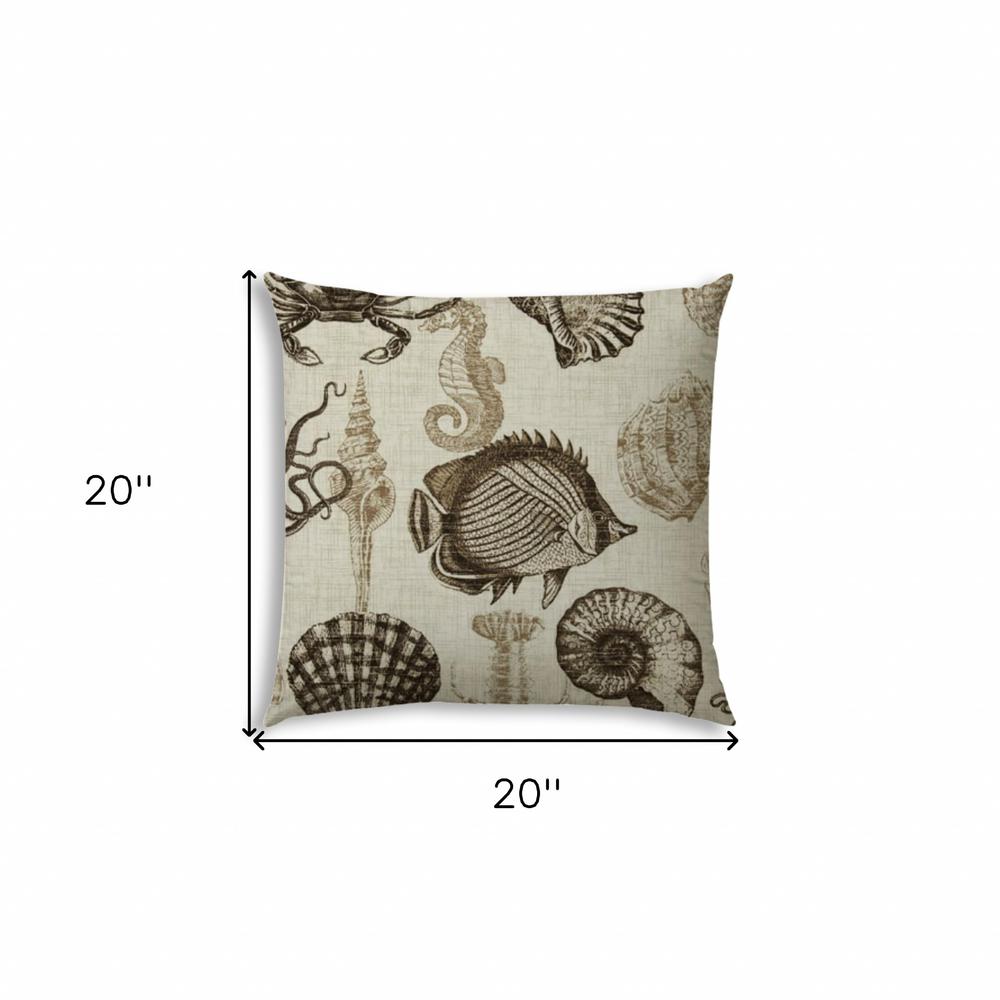 Brown, Natural Brown Fish Blown Seam Coastal Throw Indoor Outdoor Pillow. Picture 7