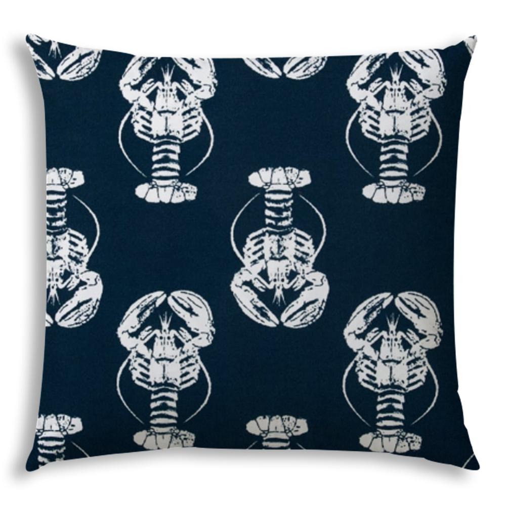 20" X 20" Navy Blue And White Blown Seam Throw Indoor Outdoor Pillow. Picture 1