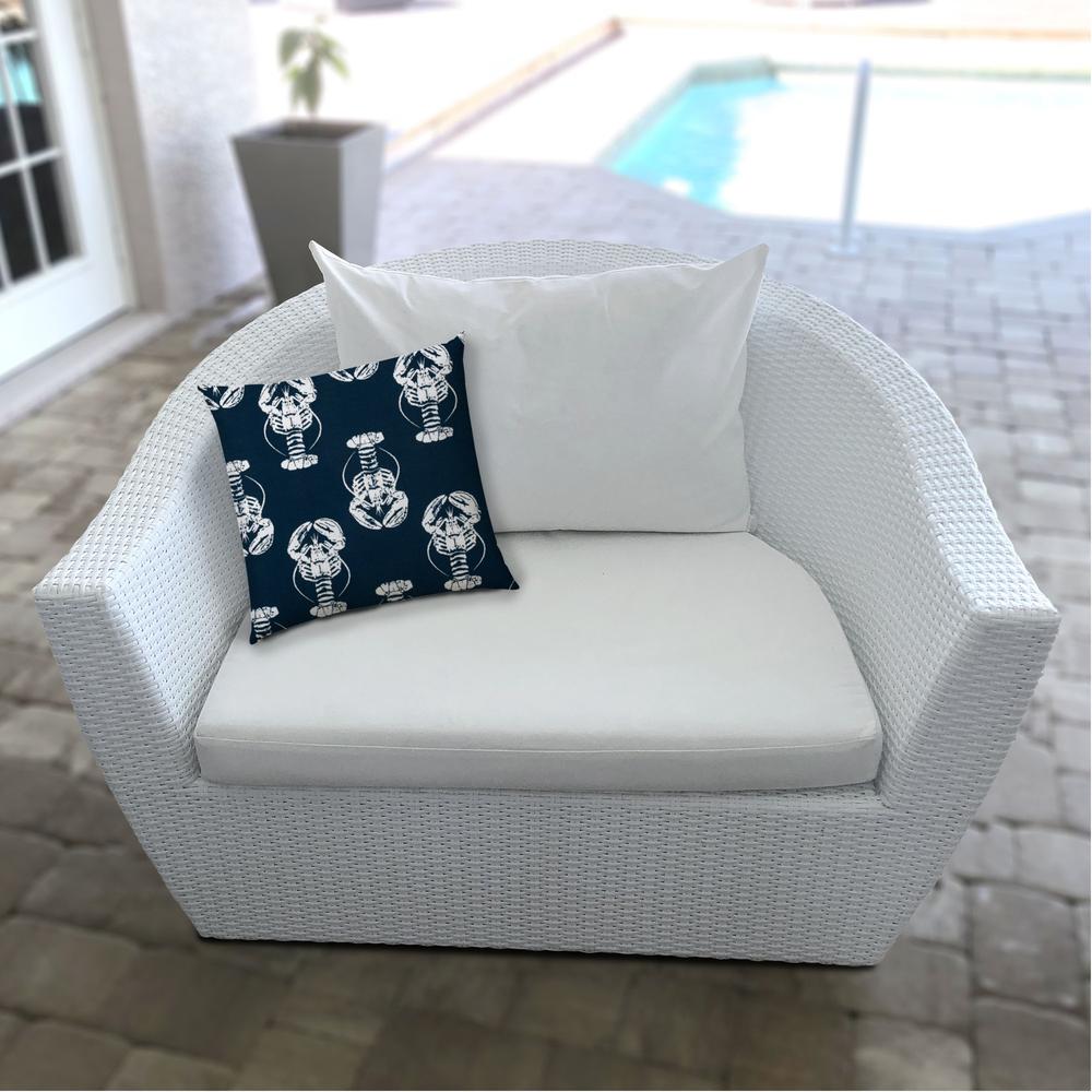 20" X 20" Navy Blue And White Blown Seam Throw Indoor Outdoor Pillow. Picture 5