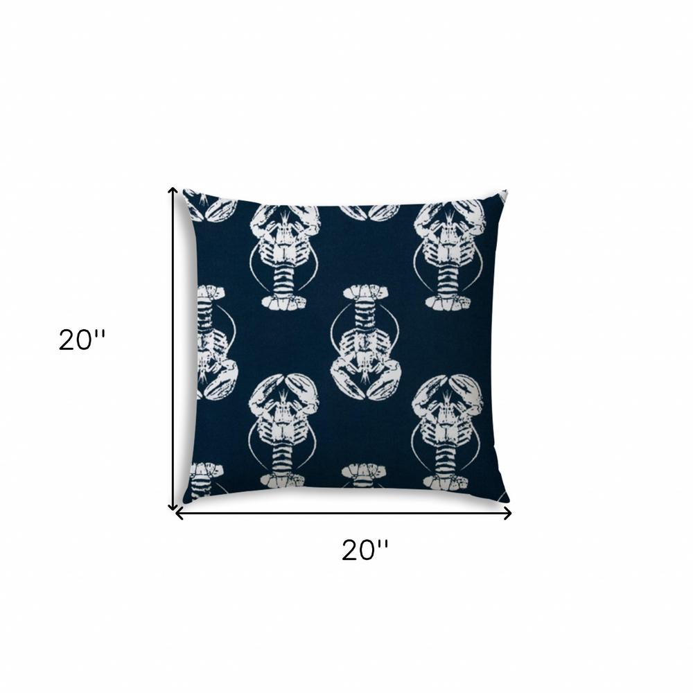 20" X 20" Navy Blue And White Blown Seam Throw Indoor Outdoor Pillow. Picture 7