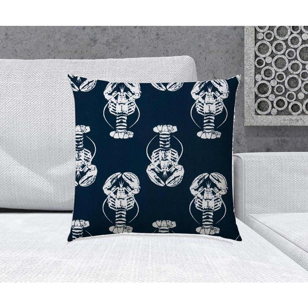 20" X 20" Navy Blue And White Blown Seam Throw Indoor Outdoor Pillow. Picture 2