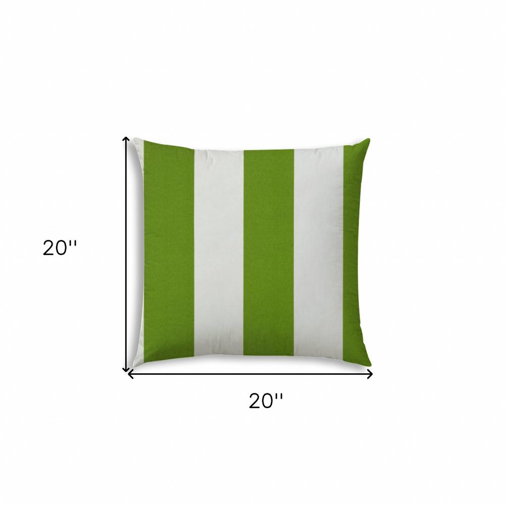 20" X 20" Green And Ivory Blown Seam Striped Throw Indoor Outdoor Pillow. Picture 7