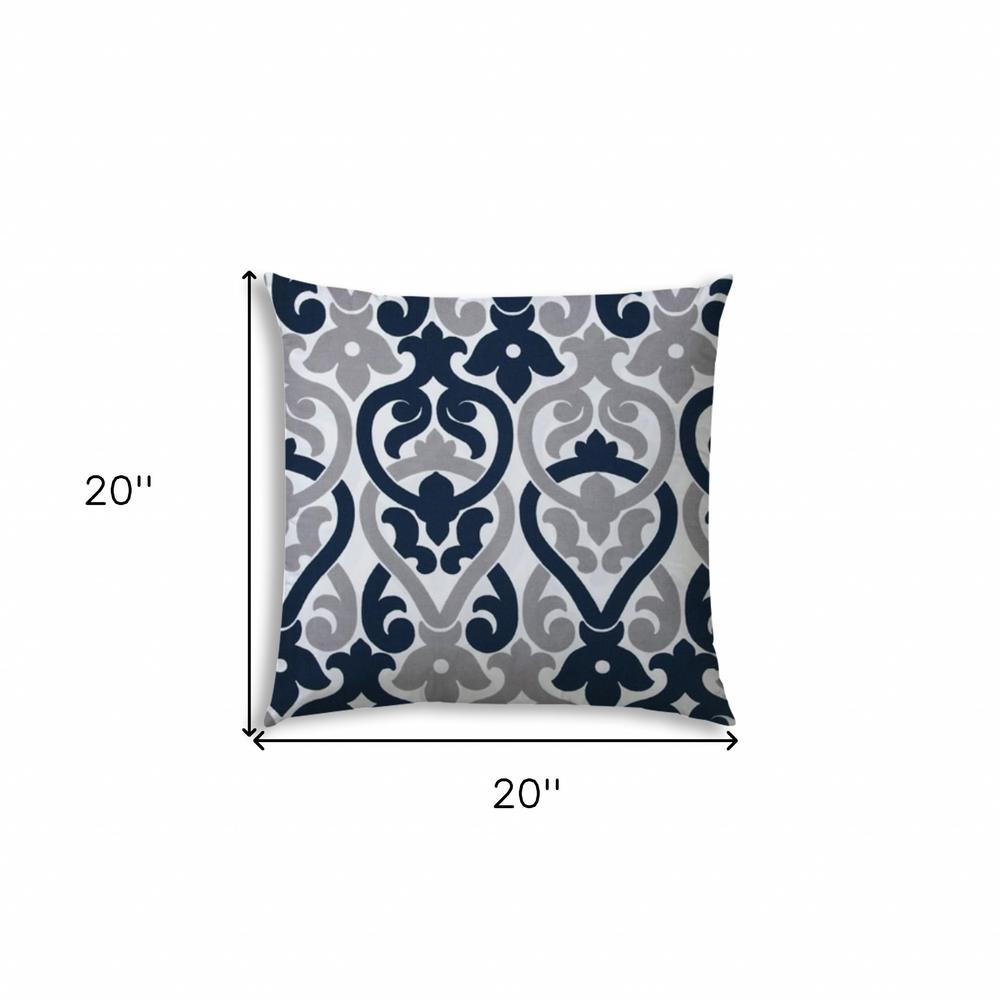 20" X 20" Navy Blue And White Blown Seam Trellis Throw Indoor Outdoor Pillow. Picture 7