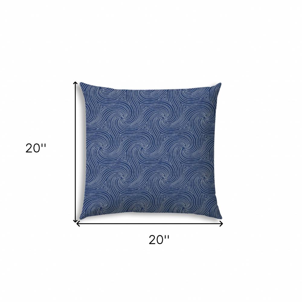 20" X 20" Blue And White Blown Seam Swirl Throw Indoor Outdoor Pillow. Picture 7