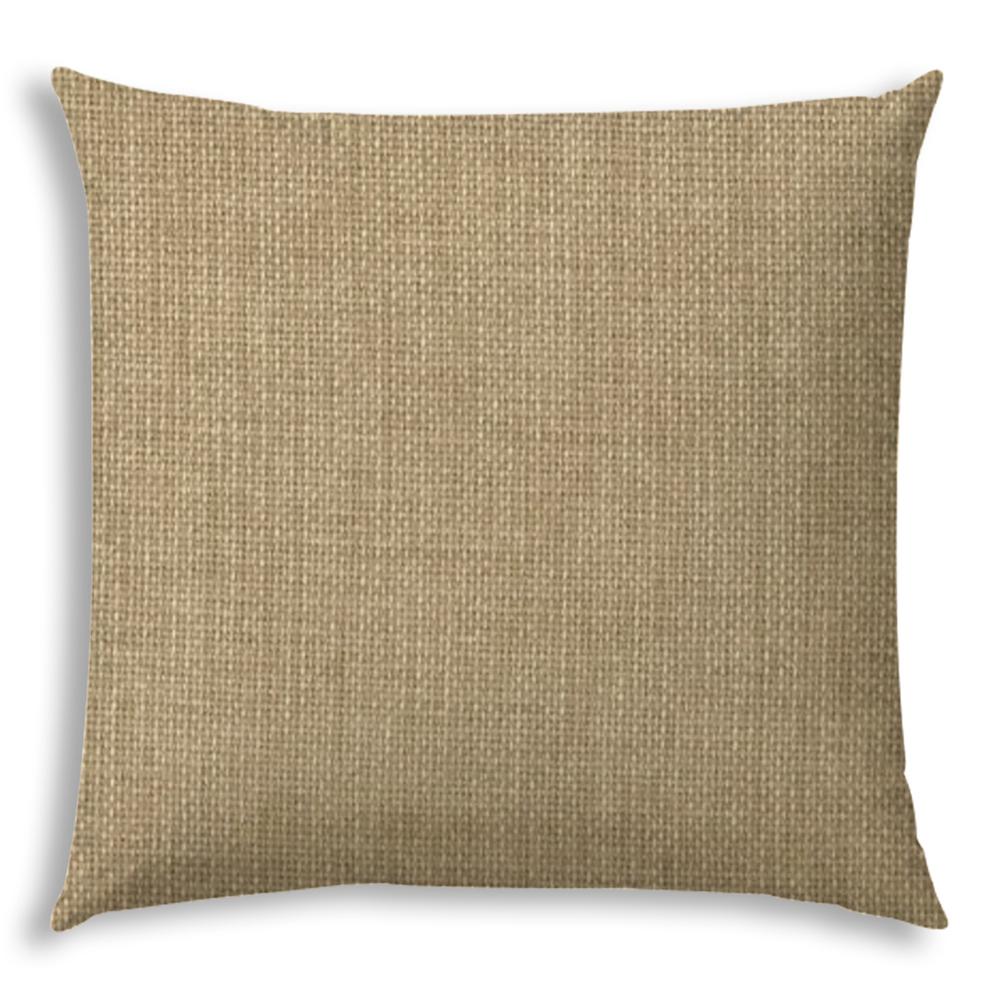20" X 20" Tan And White Blown Seam Solid Color Throw Indoor Outdoor Pillow. Picture 1